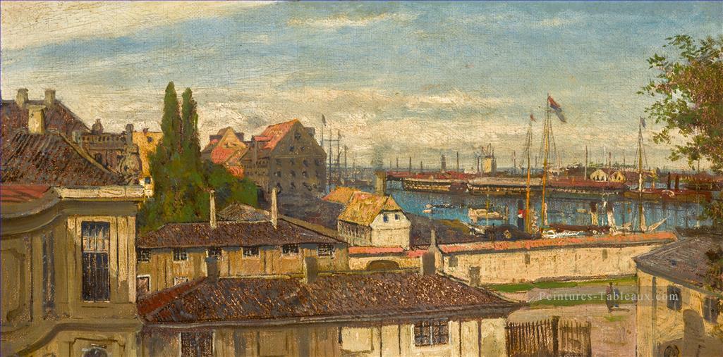 Vue du port naval à Copenhague de Windows of Amalienborg Palace Alexey Bogolyubov paysage urbain Peintures à l'huile